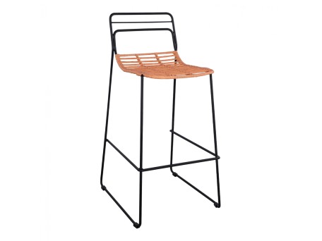 ΣΚΑΜΠΟ ΜΕΤΑΛΛΙΚΟ ALLEGRA HM5642 ΜΕ WICKER ΣΕ ΜΠΕΖ ΑΠΟΧΡΩΣΗ 48x53x100 εκ.