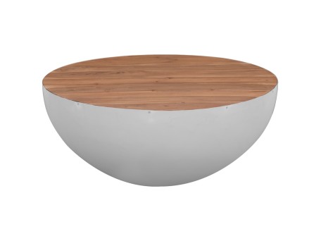 ΔΙΑΚΟΣΜΗΤΙΚΟ ΤΡΑΠΕΖΙ ΣΑΛΟΝΙΟΥ BOWL Φ91x38,5Yεκ. ΛΕΥΚΟ ΜΕ ΞΥΛΟ ΑΚΑΚΙΑΣ HM8717.23 Β'ΔΙΑΛΟΓΗΣ