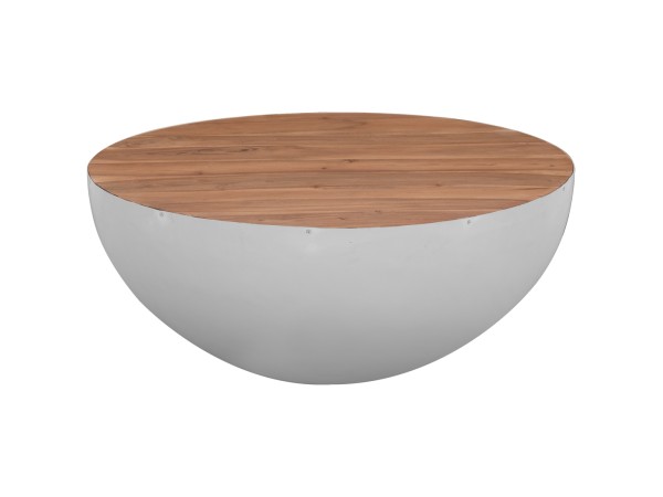 ΔΙΑΚΟΣΜΗΤΙΚΟ ΤΡΑΠΕΖΙ ΣΑΛΟΝΙΟΥ BOWL Φ91x38,5Yεκ. ΛΕΥΚΟ ΜΕ ΞΥΛΟ ΑΚΑΚΙΑΣ HM8717.23 Β'ΔΙΑΛΟΓΗΣ
