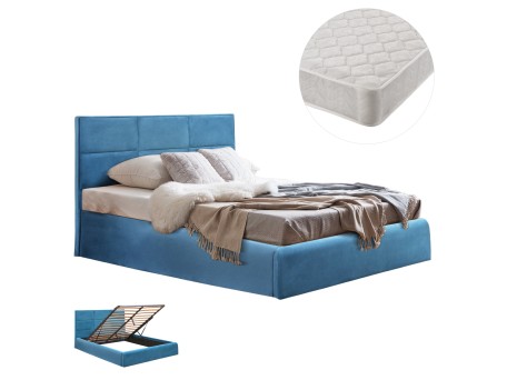 ΚΡΕΒΑΤΙ ΔΙΠΛΟ & ΣΤΡΩΜΑ BRILEY HM21272.04 ΠΕΤΡΟΛ ΒΕΛΟΥΔΟ ΜΕ ΑΠΟΘ.ΧΩΡΟ--ΓΙΑ 160x200εκ