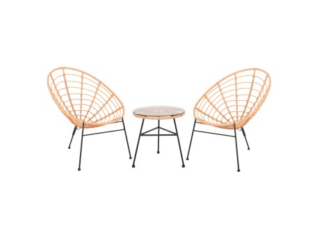 ΣΕΤ ΕΞΩΤΕΡΙΚΟΥ ΧΩΡΟΥ 3ΤΜΧ ALLEGRA HM21047.11 ΜΠΕΖ ΣΥΝΘ.RATTAN-ΜΕΤΑΛΛΟ ΣΕ ΜΑΥΡΟ