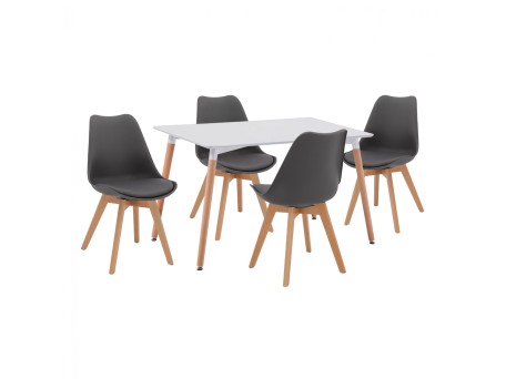 ΣΕΤ ΤΡΑΠΕΖΑΡΙΑΣ 5ΤΜΧ HM10193.10 ΜΕ ΤΡΑΠΕΖΙ ΛΕΥΚΟ ΚΑΙ ΚΑΡΕΚΛΕΣ ΣΚΟΥΡΟ ΓΚΡΙ 120x80x73 cm