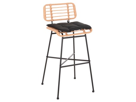 ΣΚΑΜΠΟ ΜΠΑΡ ΨΗΛΟ ALLEGRA HM5708.11 ΜΕΤΑΛΛΟ&ΜΑΞΙΛΑΡΙ ΜΑΥΡΟ-WICKER ΜΠΕΖ 48x49x99,5Υεκ.