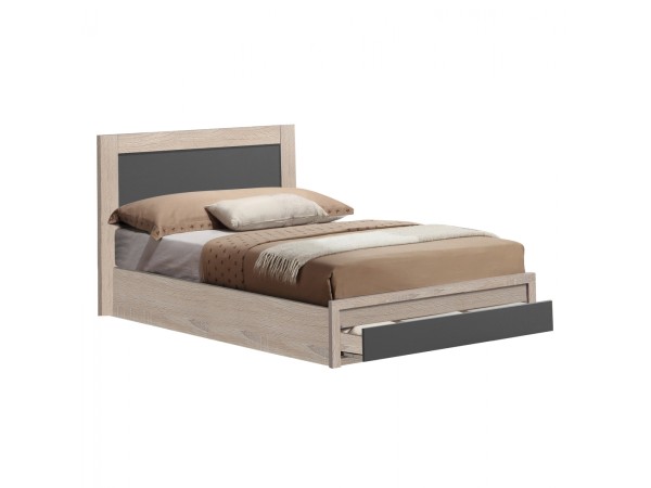 ΚΡΕΒΑΤΙ MELANY HM346.04 ΜΕ 1 ΣΥΡΤΑΡΙ SONOMA-ΣΚΟΥΡΟ ΓΚΡΙ ΓΙΑ ΣΤΡΩΜΑ 90Χ190 εκ.