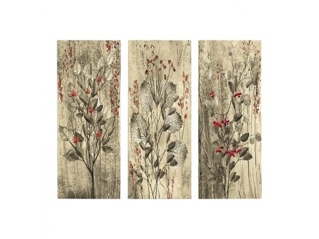 ΠΙΝΑΚΑΣ ΤΡΙΠΤΥΧΟ MDF RED FLOWERS AND BERRIES HM7204.01 60x50x0,3 εκ.