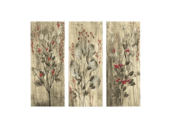 ΠΙΝΑΚΑΣ ΤΡΙΠΤΥΧΟ MDF RED FLOWERS AND BERRIES HM7204.01 60x50x0,3 εκ.