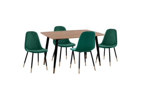 ΣΕΤ ΤΡΑΠΕΖΑΡΙΑΣ 5ΤΜΧ ALIZA HM11196.03 MDF TOP-ΒΕΛΟΥΔΟ ΚΥΠΑΡΙΣΣΙ & ΜΕΤΑΛΛΟ ΜΑΥΡΟ