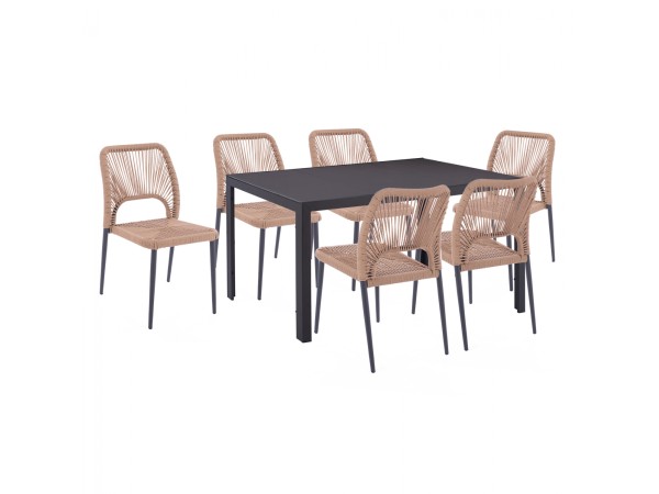 ΣΕΤ ΤΡΑΠΕΖΑΡΙΑΣ 7 ΤΜΧ ΤΡΑΠΕΖΙ ΓΚΡΙ 150X90 ΚΑΙ ΚΑΡΕΚΛΑ ΜΕ ΣΧΟΙΝΙ HM11526.01