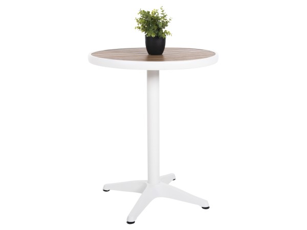 ΤΡΑΠΕΖΙ ΑΛΟΥΜΙΝΙΟΥ ΣΤΡΟΓΓΥΛΟ ALEXA HM6086.02 ΛΕΥΚΟ-POLYWOOD TOP ΦΥΣΙΚΟ Φ60x73Υεκ.