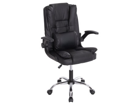 ΚΑΡΕΚΛΑ ΓΡΑΦΕΙΟΥ CANAN HM1201 ΜΑΥΡO PVC-ΜΑΥΡΟ NYLON-ΒΑΣΗ ΧΡΩΜΙΟΥ 66x61x105Υεκ.