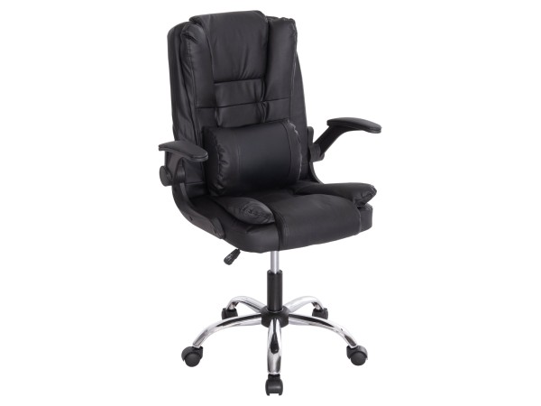 ΚΑΡΕΚΛΑ ΓΡΑΦΕΙΟΥ CANAN HM1201 ΜΑΥΡO PVC-ΜΑΥΡΟ NYLON-ΒΑΣΗ ΧΡΩΜΙΟΥ 66x61x105Υεκ.