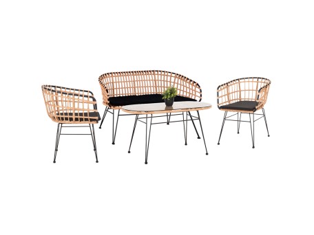 ΣΕΤ ΕΞΩΤ.ΧΩΡΟΥ 4ΤΜΧ ALLEGRA HM21051 ΣΥΝΘ.RATTAN ΜΠΕΖ-ΜΑΥΡΟ ΜΕΤΑΛΛΟ