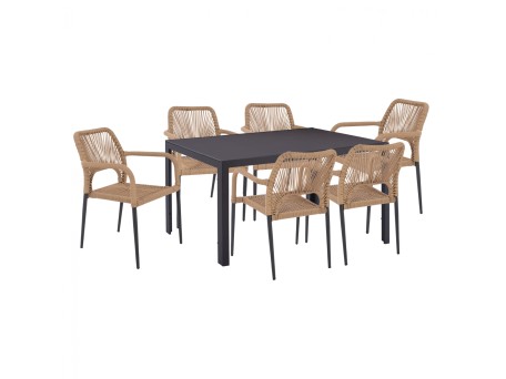 ΣΕΤ ΤΡΑΠΕΖΑΡΙΑΣ 7 ΤΜΧ ΤΡΑΠΕΖΙ ΓΚΡΙ 150X90 ΚΑΙ ΠΟΛΥΘΡΟΝΑ ΜΕ ΣΧΟΙΝΙ HM11527.01