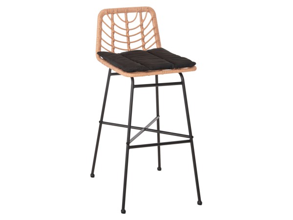 ΣΚΑΜΠΟ ΜΠΑΡ ΨΗΛΟ GERALD HM5706.11 ΜΕΤΑΛΛΟ&ΜΑΞΙΛΑΡΙ ΜΑΥΡΟ-WICKER ΜΠΕΖ 49x50x101Υεκ.