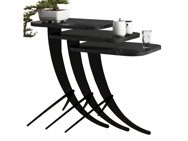 ΤΡΑΠΕΖΙ ΖΙΓΚΟΝ HM9508.02 3ΤΜΧ ΜΕΛΑΜΙΝΗ ΜΑΥΡΟ ΜΑΡΜΑΡΟ-ΜΑΥΡΑ ΜΕΤΑΛ. ΠΟΔΙΑ 35x45x60Yεκ.