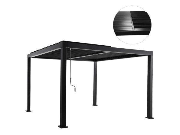 ΠΕΡΓΚΟΛΑ-ΚΙΟΣΚΙ ΜΕ ΚΙΝΟΥΜΕΝΕΣ ΠΕΡΣΙΔΕΣ FRANIO HM6609.01 ΑΛΟΥΜΙΝΙΟ ΜΑΥΡΟ 300x300x240Υεκ