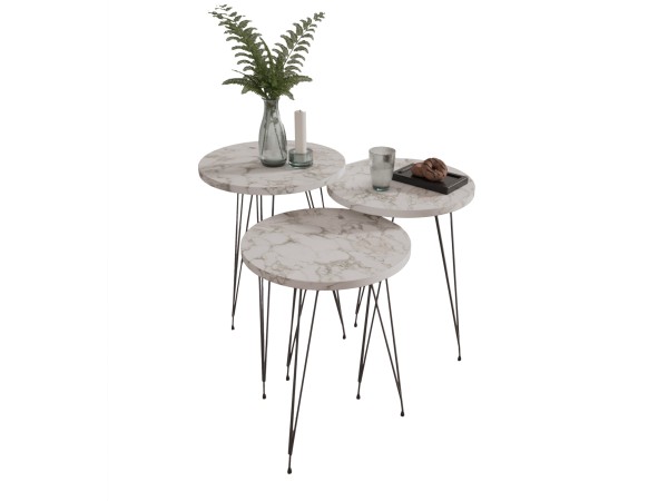 ΣΕΤ ΒΟΗΘ.ΤΡΑΠΕΖΑΚΙΑ NISSA HM18173.01 ΜΕΛΑΜΙΝΗ ΛΕΥΚΟ ΜΑΡΜΑΡΟ-ΜΑΥΡΑ ΜΕΤΑΛ.ΠΟΔΙΑ