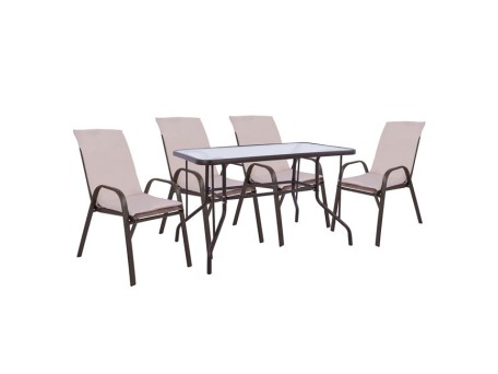 ΣΕΤ ΤΡΑΠΕΖΑΡΙΑΣ 5ΤΜΧ ΜΕ 4 ΚΑΡΕΚΛΕΣ ΜΕ ΜΑΞΙΛΑΡΙ & ΤΡΑΠΕΖΙ 110x60 ΚΑΦΕ HM10566.02