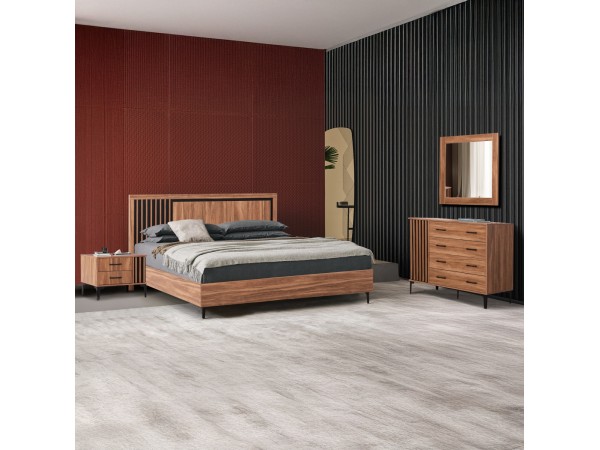 ΣΕΤ ΚΡΕΒΑΤΟΚΑΜΑΡΑΣ 4ΤΜΧ HARRY HM21115 ΜΕΛΑΜΙΝΗ ΣΕ ΦΥΣΙΚΟ ΞΥΛΟΥ & ΜΑΥΡΟ ΧΡΩΜΑ