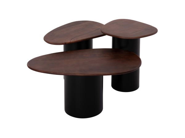 ΤΡΑΠΕΖΙA ΣΑΛΟΝΙΟΥ 3ΤΜΧ PEBBLES HM18004 MANGO TOP-ΜΕΤΑΛΛΙΚΕΣ ΜΑΥΡΕΣ ΒΑΣΕΙΣ