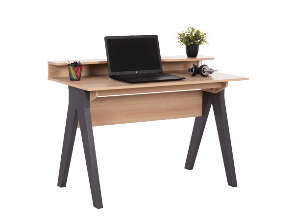 ΓΡΑΦΕΙΟ KRONEL HM18293 ΜΕΛΑΜΙΝΗ ΣΕ SONAMA-ΓΚΡΙ 120x59x84,5Υεκ.