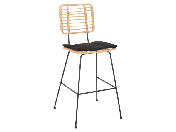 ΣΚΑΜΠΟ ΜΠΑΡ ALLEGRA HM5455.11 ΜΕΤΑΛΛΟ&ΜΑΞΙΛΑΡΙ ΜΑΥΡΟ-WICKER ΜΠΕΖ 56x59x116,5Υεκ.