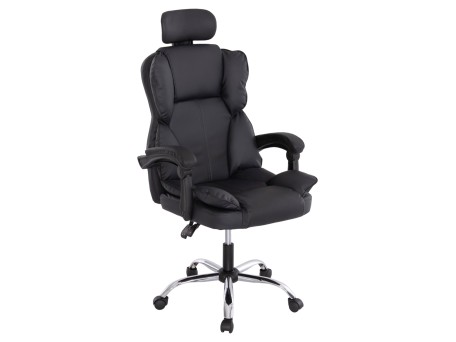 ΚΑΡΕΚΛΑ ΓΡΑΦΕΙΟΥ OCTAVIUS HM1202 ΜΑΥΡΟ PVC & NYLON-ΜΕΤΑΛ.ΧΡΩΜΙΟ ΒΑΣΗ 63x73x129Υεκ