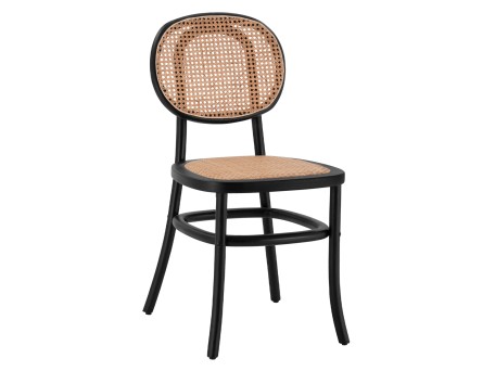 ΚΑΡΕΚΛΑ ΞΥΛΙΝΗ PENNY ΜΕ ΠΛΕΞΗ RATTAN ΣΕ ΜΑΥΡΗ ΑΠΟΧΡΩΣΗ HM8747 44x51x87 εκ.