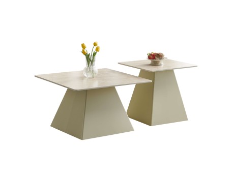 ΣΕΤ 2 ΤΡΑΠΕΖΙΑ ΣΑΛΟΝΙΟΥ QUBER(X) HM18311.04 ΚΕΡΑΜΙΚΑ TOP ΤΕΤΡΑΓΩΝΑ--ΒΑΣΕΙΣ ΣΑΜΠΑΝΙ