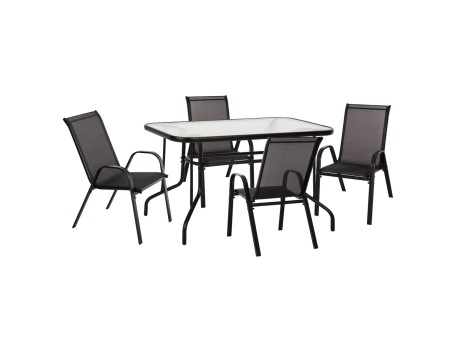 ΣΕΤ ΤΡΑΠΕΖΑΡΙΑΣ 5ΤΜΧ ADAM HM10896.03 ΤΡΑΠΕΖΙ 120x70εκ & 4 ΠΟΛΥΘΡΟΝΕΣ--ΜΑΥΡΟ