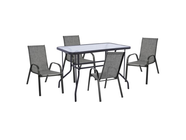 ΣΕΤ ΤΡΑΠΕΖΑΡΙΑΣ 5ΤΜΧ ADAM HM10897.01 ΤΡΑΠΕΖΙ 110x60εκ & 4 ΠΟΛΥΘΡΟΝΕΣ--ΓΚΡΙ
