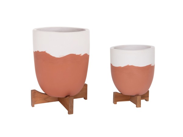 ΓΛΑΣΤΡΕΣ ΣΕΤ 2ΤΜΧ SEON HM4686.08 TERRACOTTA ΣΕ ΛΕΥΚΟ & ΤΕΡΑΚΟΤΑ--TEAK ΒΑΣΗ