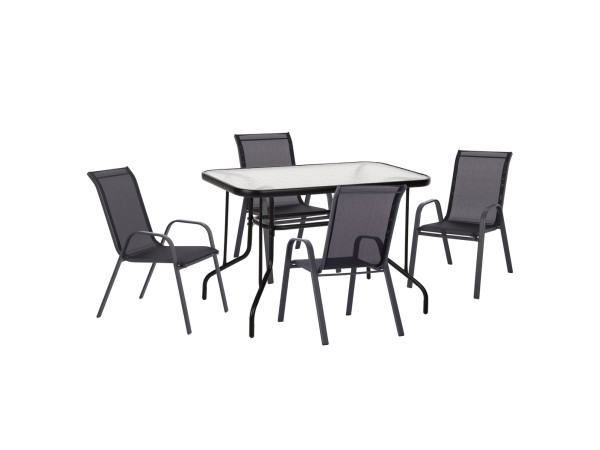ΣΕΤ ΤΡΑΠΕΖΑΡΙΑΣ 5ΤΜΧ ADAM HM10897.03 ΤΡΑΠΕΖΙ 110x60εκ & 4 ΠΟΛΥΘΡΟΝΕΣ--ΜΑΥΡΟ