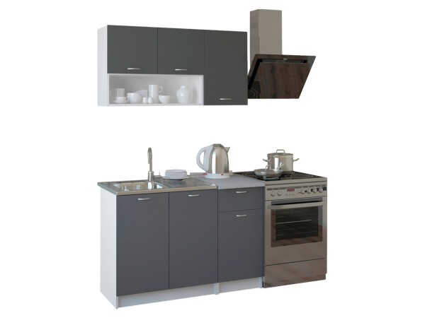 ΣΥΝΘΕΣΗ ΚΟΥΖΙΝΑΣ JADIEL ΜΕΛΑΜΙΝΗ ΓΚΡΙ ΜΕ ΠΑΓΚΟ ΛΕΥΚΟ HM2440.10 120x46-29,2 εκ.