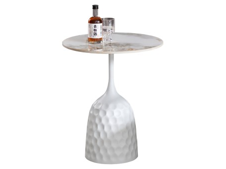 ΤΡΑΠΕΖΙ ΣΑΛΟΝΙΟΥ LONGSTEM HM18317.01 ΒΑΣΗ ΛΕΥΚΗ--SINTERED STONE CALACATA GOLD Φ50