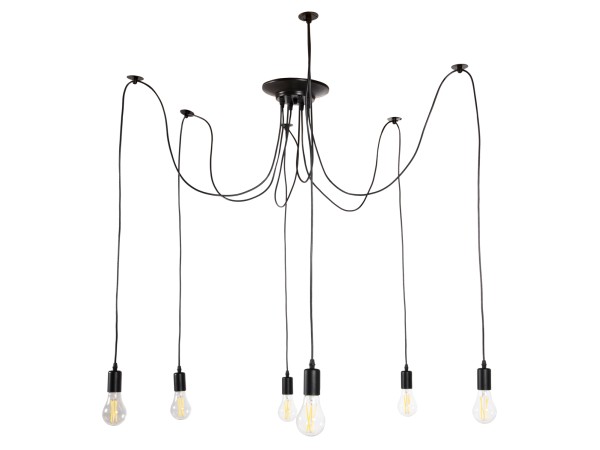 ΦΩΤΙΣΤΙΚΟ ΟΡΟΦΗΣ ΚΡΕΜΑΣΤΟ 6-ΦΩΤΟ HM4175 ΜΑΥΡΟ ΜΕΤΑΛΛΙΚΟ-ΜΑΥΡΑ ΚΑΛΩΔΙΑ Φ100x180Υ