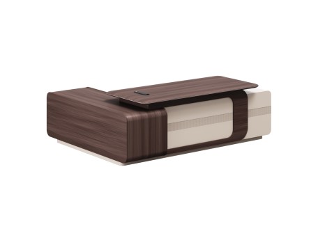 ΓΡΑΦΕΙΟ ΔΕΞΙΑ ΓΩΝΙΑ ΣΕΙΡΑ PRESIDENT HM2146R ΜΕΛΑΜΙΝΗ ΣΕ ΚΑΡΥΔΙ-ΜΠΕΖ 240x180x76Υεκ