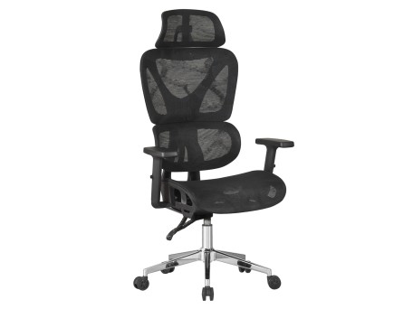 ΚΑΡΕΚΛΑ ΓΡΑΦΕΙΟΥ NOVAR HM1217.01 ΜΑΥΡO MESH--ΒΑΣΗ ΧΡΩΜΙΟΥ 51x49x129Υεκ