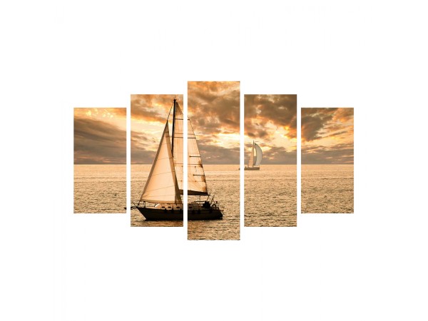 ΠΙΝΑΚΑΣ ΠΕΝΤΑΠΤΥΧΟ MDF SUNSET SAILING HM7206.01 100X0,3X60 εκ.