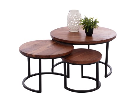 ΣΕΤ ΖΙΓΚΟΝ OBI HM9255 ΑΠΟ ΜΑΣΙΦ ΞΥΛΟ ΑΚΑΚΙΑΣ ΜΕ ΜΑΥΡΑ ΜΕΤΑΛΛΙΚΑ ΠΟΔΙΑ 78x78x47Υ εκ.