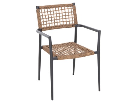 ΠΟΛΥΘΡΟΝΑ TRILAN HM6044.03 ΑΛΟΥΜΙΝΙΟ ΑΝΘΡΑΚΙ ΜΕ ΣΥΝΘΕΤΙΚΟ RATTAN ΦΥΣΙΚΟ 57x59x85Υεκ.