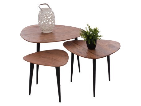 ΣΕΤ ΖΙΓΚΟΝ EMILIANO HM9256 ΑΠΟ ΜΑΣΙΦ ΞΥΛΟ ΑΚΑΚΙΑΣ ΜΕ ΜΑΥΡΑ ΠΟΔΙΑ 69,5x67x46Υ εκ.