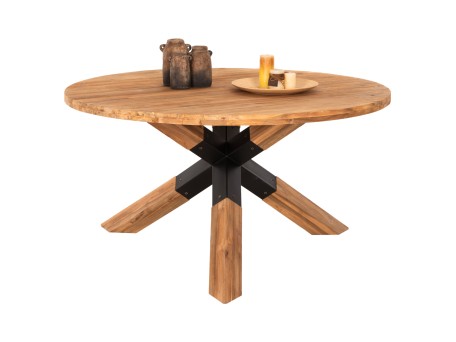 ΤΡΑΠΕΖΙ ΤΡΑΠΕΖΑΡΙΑΣ ΣΤΡΟΓΓΥΛΟ KATTE HM9559 ΞΥΛΟ ΤΕΑΚ-ΧΙΑΣΤΙ ΠΟΔΙΑ ΜΕ ΜΕΤΑΛΛΟ Φ150x78Υεκ.