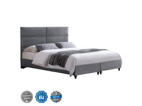 ΚΡΕΒΑΤΙ MILO ΑΠΟ ΓΚΡΙ ΒΕΛΟΥΔΟ HM628.10 ΓΙΑ ΣΤΡΩΜΑ 180x200 εκ.