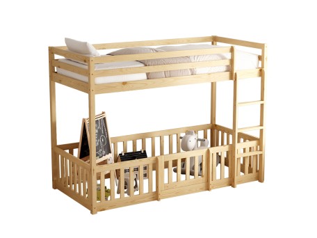 ΠΑΙΔΙΚΗ ΚΟΥΚΕΤΑ τ.MONTESSORI ΜΕ ΠΑΡΚΑΚΙ PLAYKID HM703.01 ΞΥΛΟ ΠΕΥΚΟΥ ΦΥΣΙΚΟ ΓΙΑ 190x90εκ