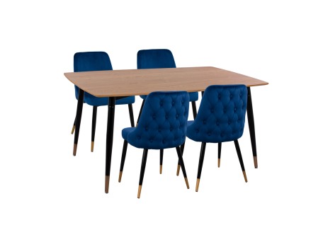 ΣΕΤ ΤΡΑΠΕΖΑΡΙΑΣ 5ΤΜΧ JOLIE HM11198.08 MDF TOP-ΒΕΛΟΥΔΟ ΜΠΛΕ & ΜΕΤΑΛΛΟ ΜΑΥΡΟ