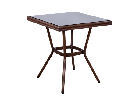 ΤΡΑΠΕΖΙ ΑΛΟΥΜΙΝΙΟΥ HARLOW 70X70X76  BAMBOO LOOK HM5568.03 ΚΑΦΕ ΜΕ ΓΥΑΛΙ