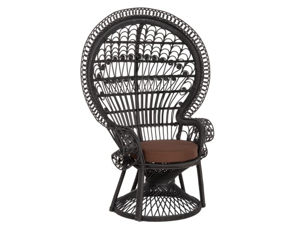 ΠΟΛΥΘΡΟΝΑ ROYAL PEACOCK HM9342.03 RATTAN ΜΑΥΡΟ-ΜΑΞΙΛΑΡΙ ΚΑΦΕ 114x72x150Yεκ.