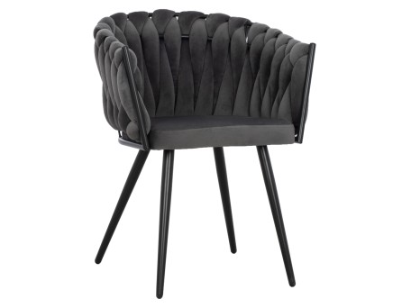 ΠΟΛΥΘΡΟΝΑΚΙ LUANDA ΒΕΛΟΥΔΟ ΓΚΡΙ ΚΑΙ ΜΕΤΑΛΛΙΚΑ ΠΟΔΙΑ HM8741.01 60x54x78 εκ.