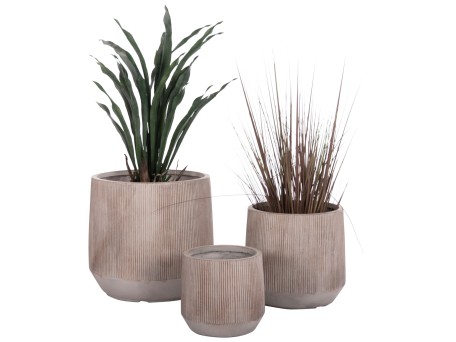 ΣΕΤ 3ΤΜΧ ΓΛΑΣΤΡΕΣ ΣΤΡΟΓΓΥΛΕΣ ΣΕΙΡΑ GARDENER HM4724 FIBERCLAY-ΧΡΩΜΑ CEMENT Φ55x55Υεκ